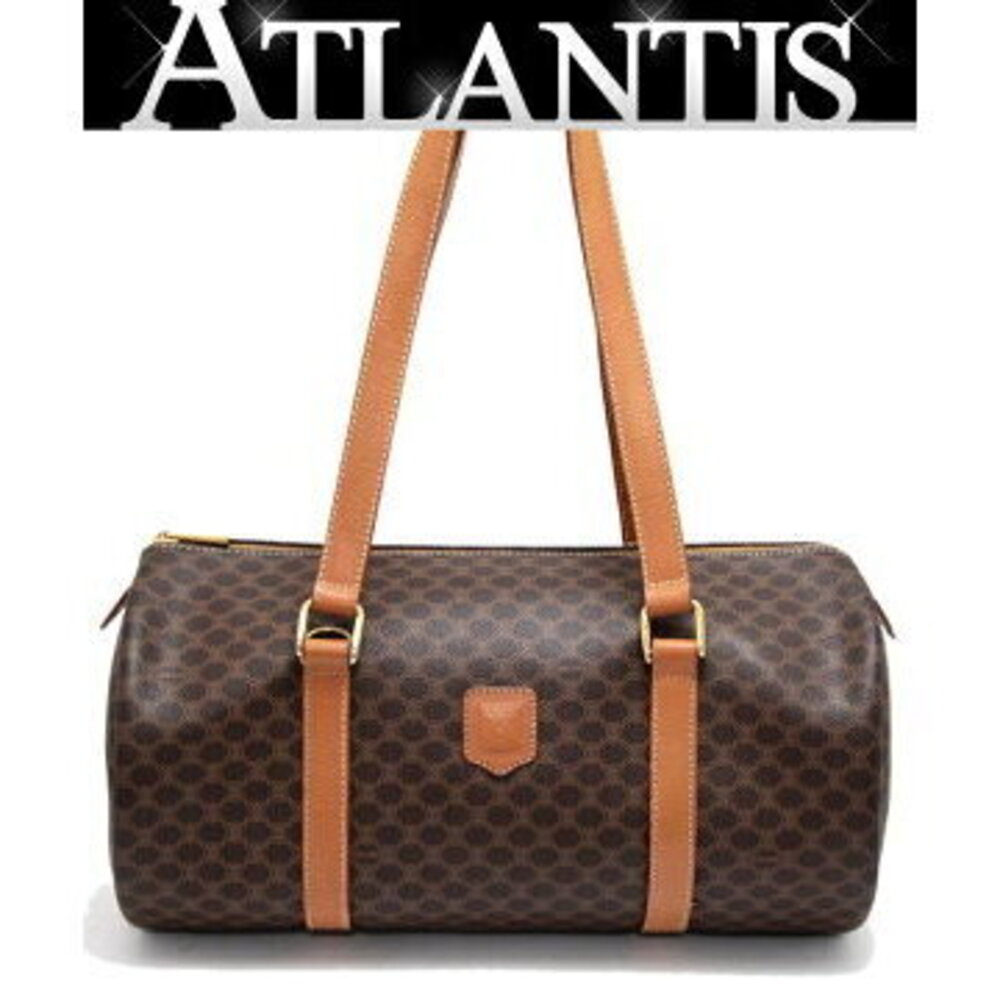 Celine Macadam Cylindrical Handbag Brown Leather
